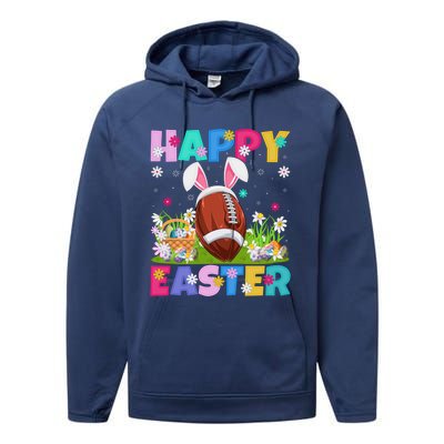 Happy Easter Bunny American Football Easter Sunday Gift Performance Fleece Hoodie