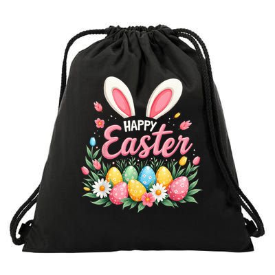 Happy Easter Bunny Spring Easter Egg Easter Drawstring Bag