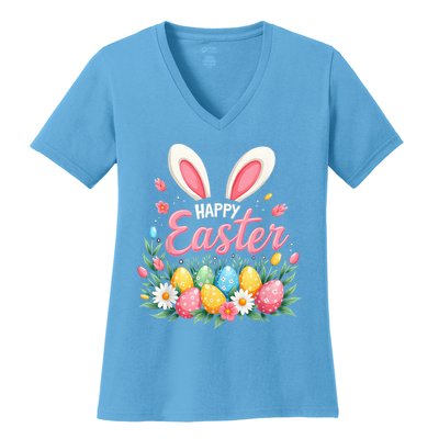 Happy Easter Bunny Spring Easter Egg Easter Women's V-Neck T-Shirt