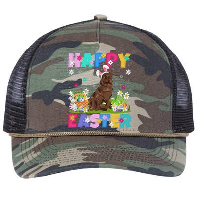 Happy Easter Bunny Newfoundland Dog Easter Sunday Cute Gift Retro Rope Trucker Hat Cap