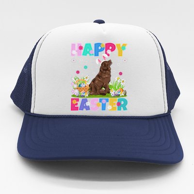 Happy Easter Bunny Newfoundland Dog Easter Sunday Cute Gift Trucker Hat