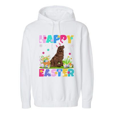 Happy Easter Bunny Newfoundland Dog Easter Sunday Cute Gift Garment-Dyed Fleece Hoodie