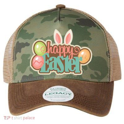 Happy Easter Bunny Ears Holiday Legacy Tie Dye Trucker Hat
