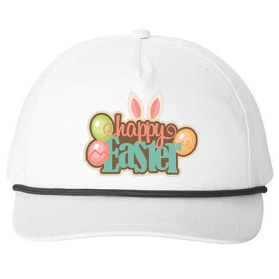 Happy Easter Bunny Ears Holiday Snapback Five-Panel Rope Hat