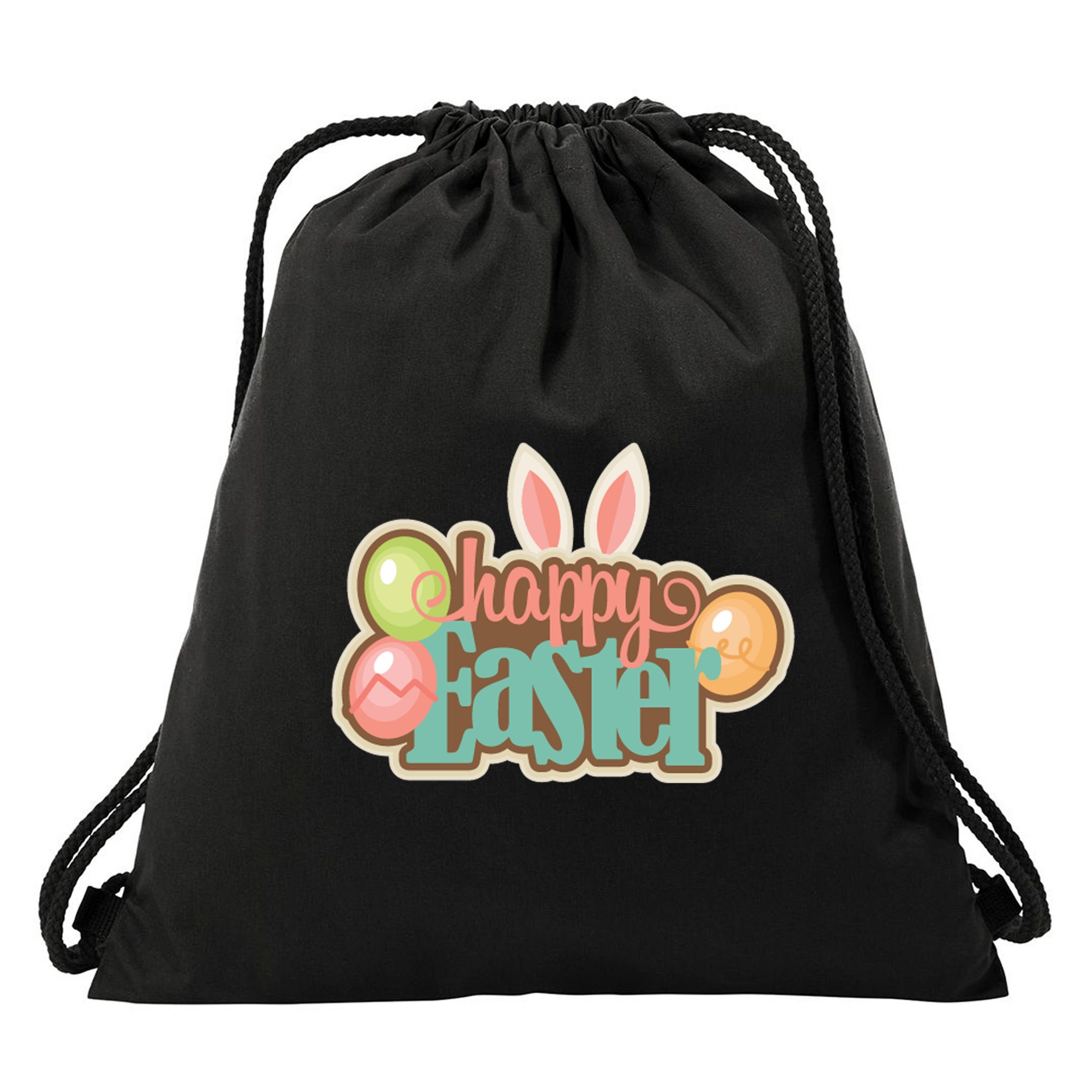 Happy Easter Bunny Ears Holiday Drawstring Bag