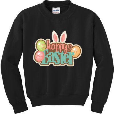 Happy Easter Bunny Ears Holiday Kids Sweatshirt