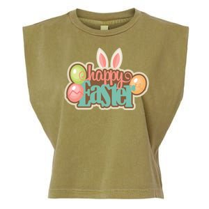 Happy Easter Bunny Ears Holiday Garment-Dyed Women's Muscle Tee