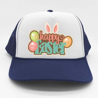 Happy Easter Bunny Ears Holiday Trucker Hat