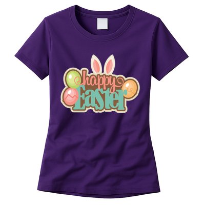 Happy Easter Bunny Ears Holiday Womens T-Shirt
