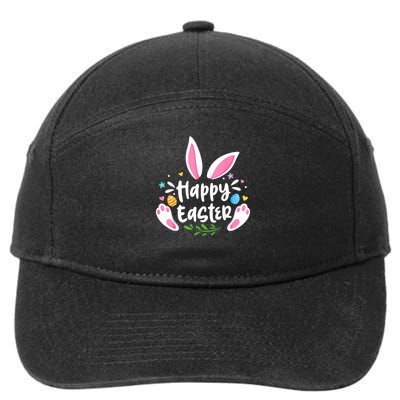 Happy Easter Bunny Rabbit Face Funny Easter Day Women Girl 7-Panel Snapback Hat