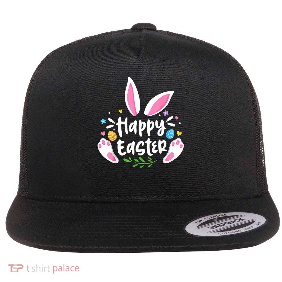 Happy Easter Bunny Rabbit Face Funny Easter Day Women Girl Flatbill Hat