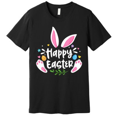 Happy Easter Bunny Rabbit Face Funny Easter Day Women Girl Premium T-Shirt