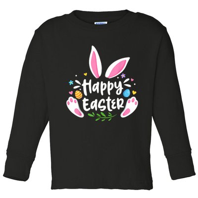 Happy Easter Bunny Rabbit Face Funny Easter Day Women Girl Toddler Long Sleeve Shirt