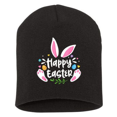 Happy Easter Bunny Rabbit Face Funny Easter Day Women Girl Short Acrylic Beanie