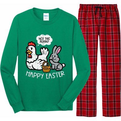 Happy Easter Bunny Chicken Not Again Funny Long Sleeve Pajama Set