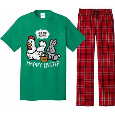 Happy Easter Bunny Chicken Not Again Funny Pajama Set