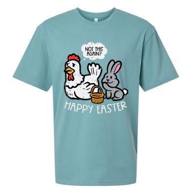 Happy Easter Bunny Chicken Not Again Funny Sueded Cloud Jersey T-Shirt