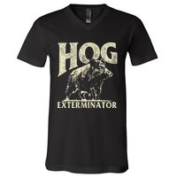 Hog Exterminator Boar Hunting Wild Hog Hunter V-Neck T-Shirt