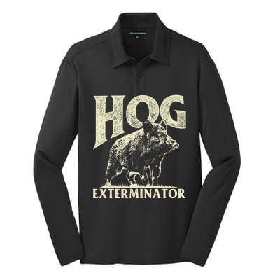 Hog Exterminator Boar Hunting Wild Hog Hunter Silk Touch Performance Long Sleeve Polo