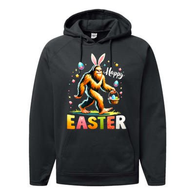 Happy Easter Bigfoot Egg Hunt Happy Easter Day Bigfoot Performance Fleece Hoodie