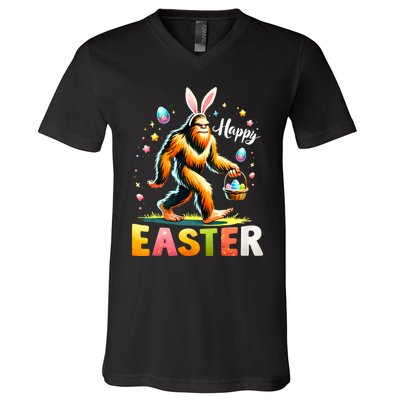 Happy Easter Bigfoot Egg Hunt Happy Easter Day Bigfoot V-Neck T-Shirt