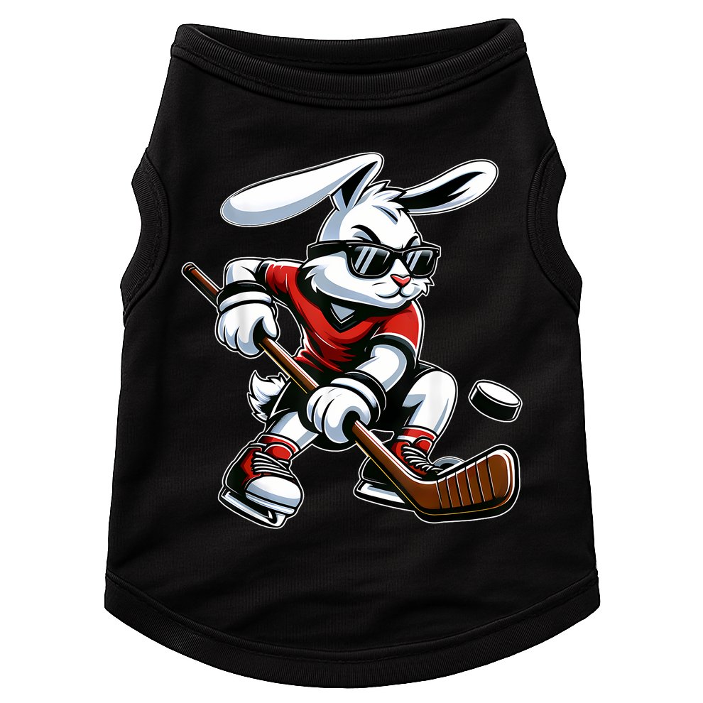 Happy Easter Bunny Playing Hockey Easter Sport Doggie Tank