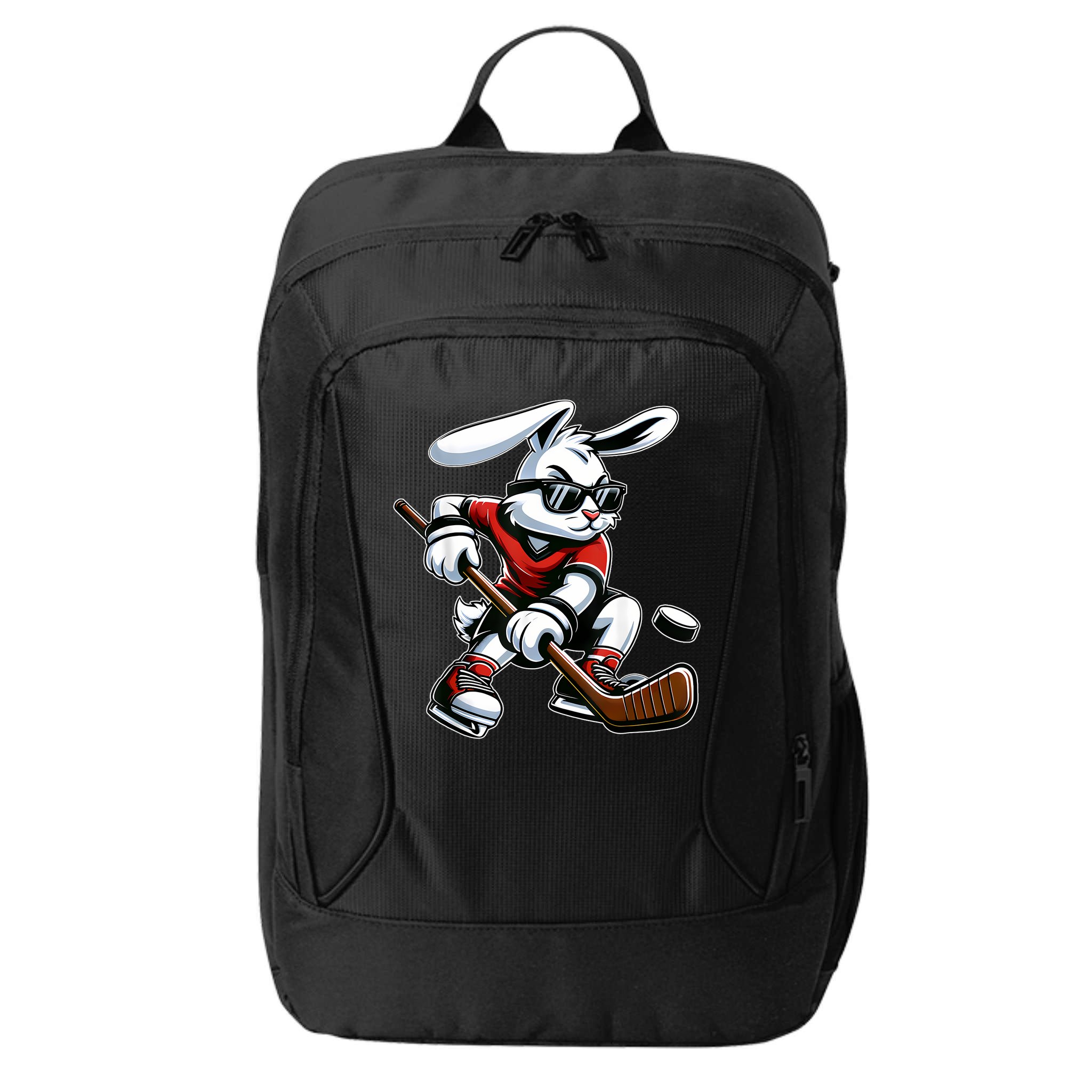 Happy Easter Bunny Playing Hockey Easter Sport City Backpack
