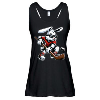 Happy Easter Bunny Playing Hockey Easter Sport Ladies Essential Flowy Tank