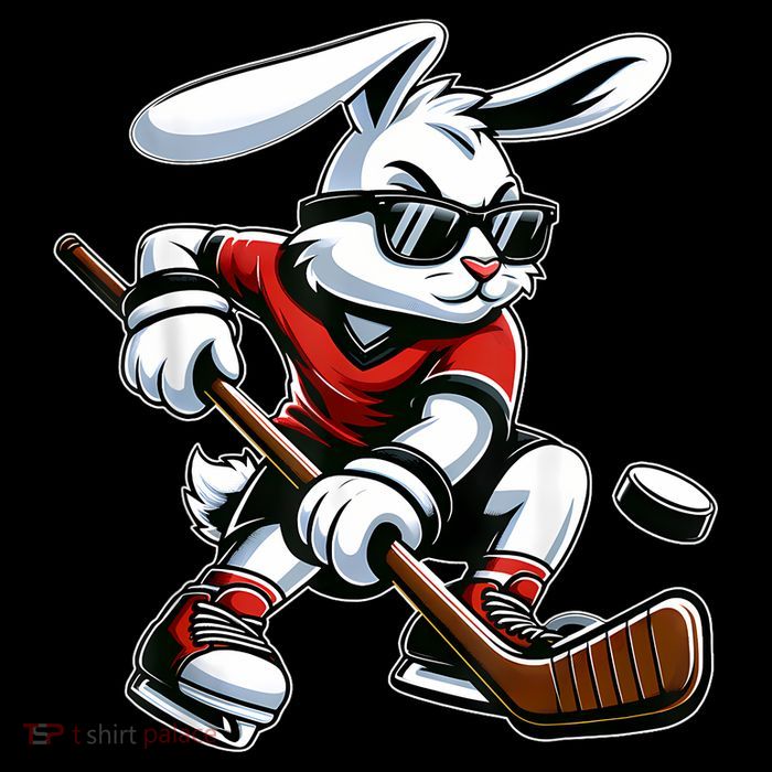 Happy Easter Bunny Playing Hockey Easter Sport Premium T-Shirt