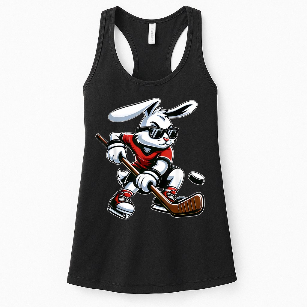 Happy Easter Bunny Playing Hockey Easter Sport Womens Tank Top