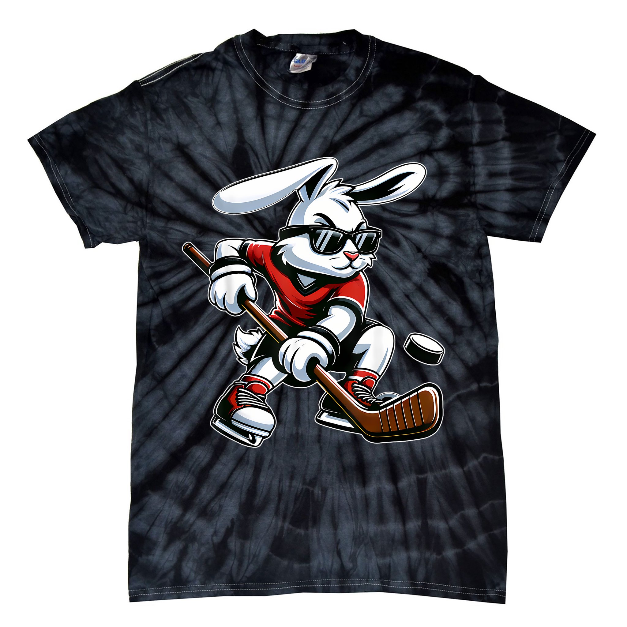 Happy Easter Bunny Playing Hockey Easter Sport Tie-Dye T-Shirt