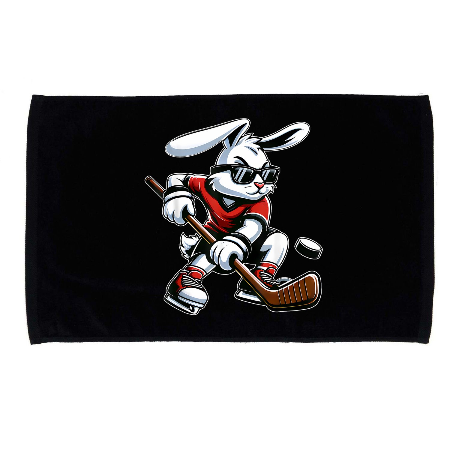Happy Easter Bunny Playing Hockey Easter Sport Microfiber Hand Towel
