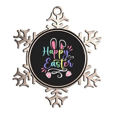 Happy Easter Bunny Rabbit Face Funny Easter Day Metallic Star Ornament