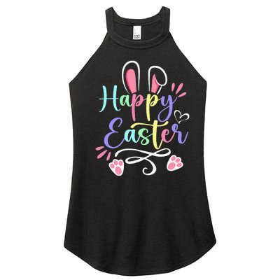 Happy Easter Bunny Rabbit Face Funny Easter Day Women’s Perfect Tri Rocker Tank