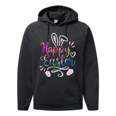 Happy Easter Bunny Rabbit Face Tie Dye Easter Day Performance Fleece Hoodie