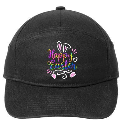 Happy Easter Bunny Rabbit Face Tie Dye Easter Day 7-Panel Snapback Hat
