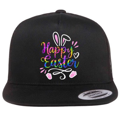 Happy Easter Bunny Rabbit Face Tie Dye Easter Day Flatbill Hat