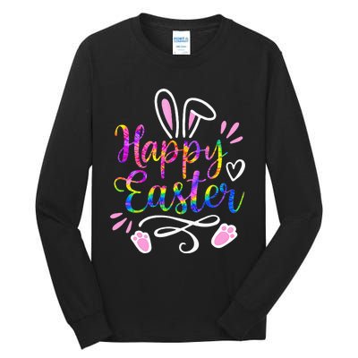 Happy Easter Bunny Rabbit Face Tie Dye Easter Day Tall Long Sleeve T-Shirt