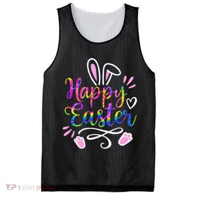 Happy Easter Bunny Rabbit Face Tie Dye Easter Day Mesh Reversible Basketball Jersey Tank