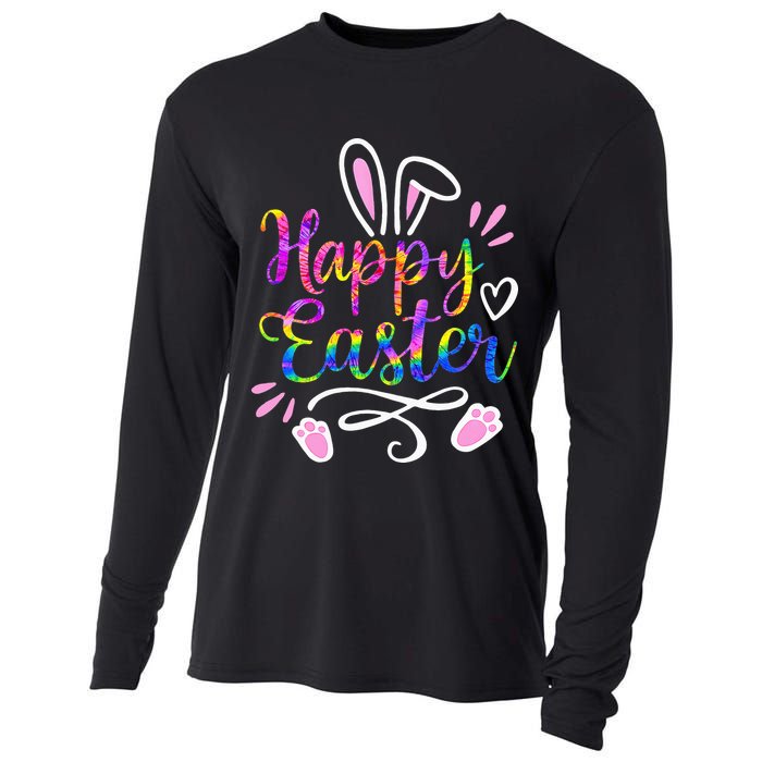 Happy Easter Bunny Rabbit Face Tie Dye Easter Day Cooling Performance Long Sleeve Crew