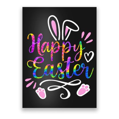 Happy Easter Bunny Rabbit Face Tie Dye Easter Day Poster