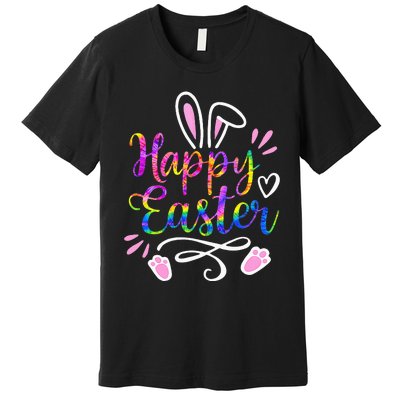 Happy Easter Bunny Rabbit Face Tie Dye Easter Day Premium T-Shirt