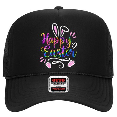 Happy Easter Bunny Rabbit Face Tie Dye Easter Day Trucker Hat