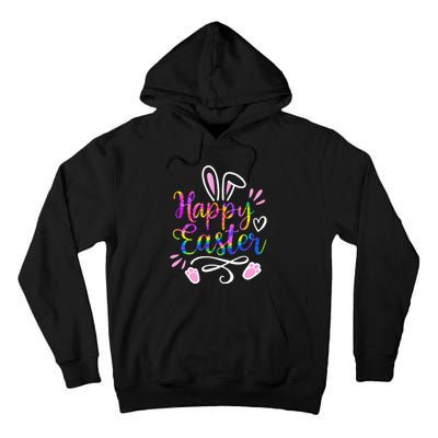 Happy Easter Bunny Rabbit Face Tie Dye Easter Day Tall Hoodie