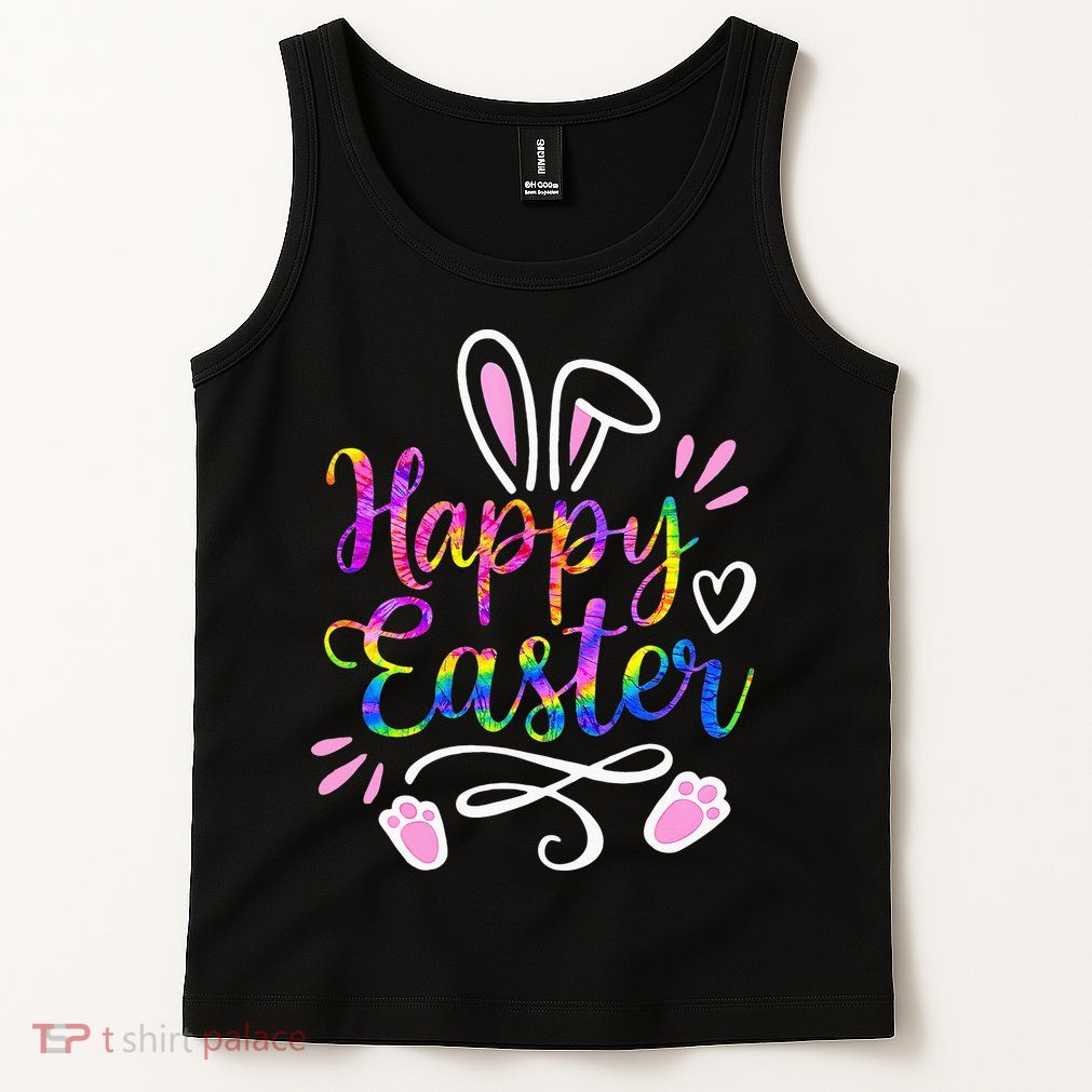 Happy Easter Bunny Rabbit Face Tie Dye Easter Day Tank Top