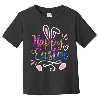 Happy Easter Bunny Rabbit Face Tie Dye Easter Day Toddler T-Shirt