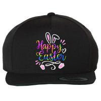 Happy Easter Bunny Rabbit Face Tie Dye Easter Day Wool Snapback Cap
