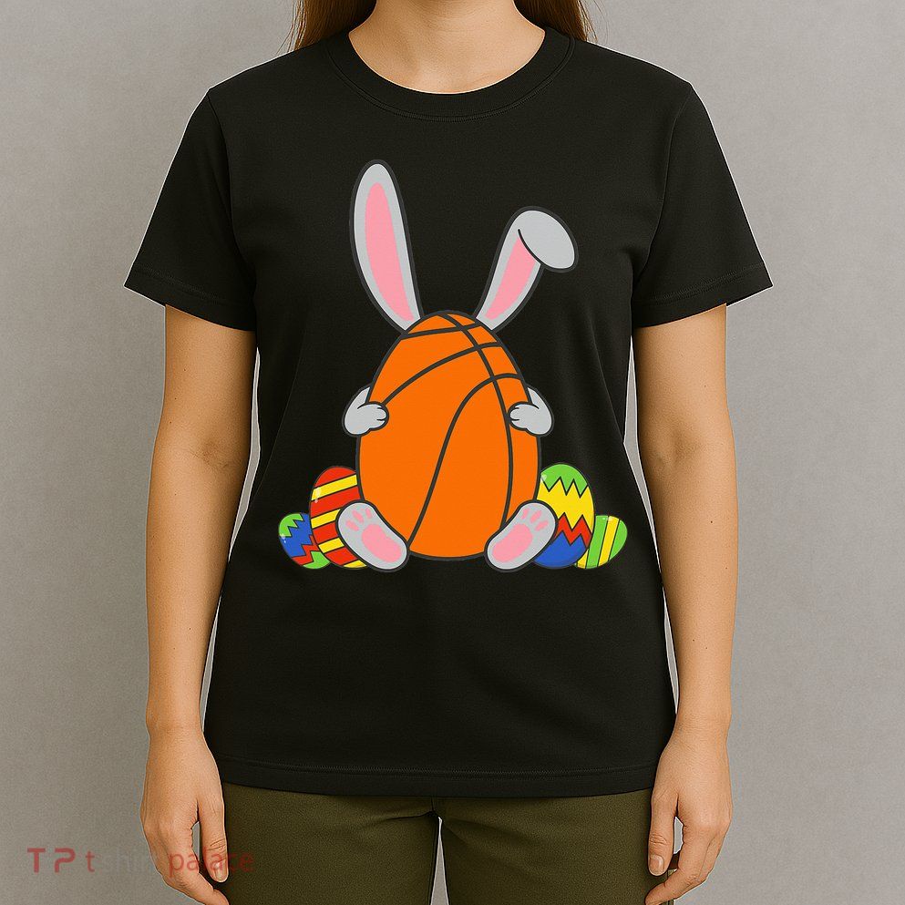 Happy Easter Basketball Bunny Ears Funny Egg T-Shirt