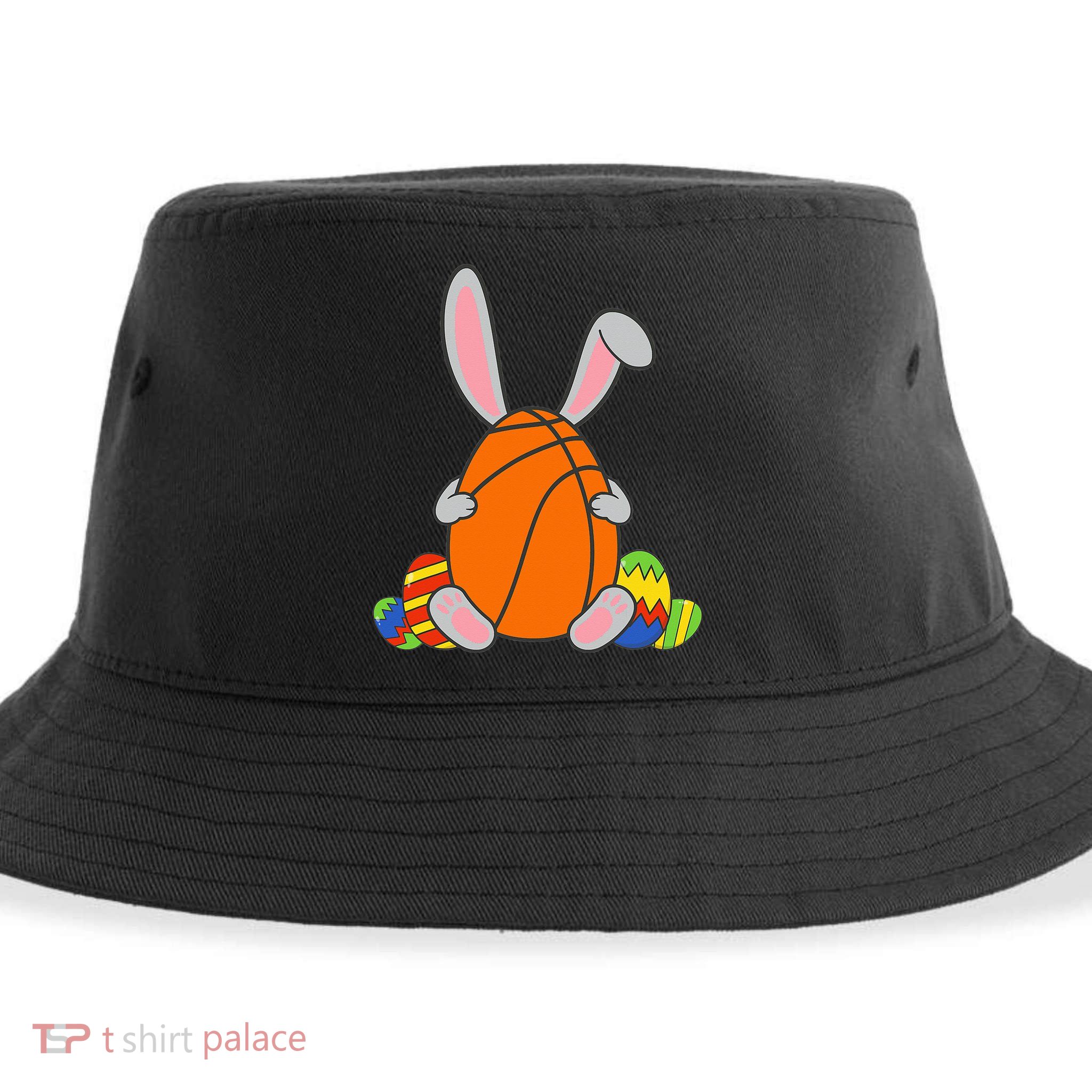 Happy Easter Basketball Bunny Ears Funny Egg Sustainable Bucket Hat