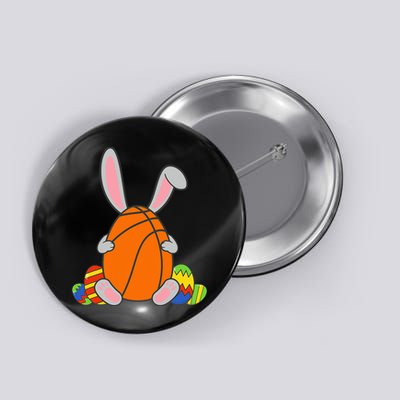Happy Easter Basketball Bunny Ears Funny Egg Button